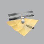 Revestech LINEAR FLAT CHROME – kanalica za tuš i terase sa masivnom sjajnom rešetkom i 3m² DRY 50 hidroizolacione membrane